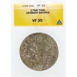 1768 Thal Germany Bavaria Coin ANACS VF35