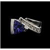 Image 2 : 1.70 ctw Tanzanite and Diamond Ring - 14KT White Gold