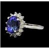 Image 1 : 4.03 ctw Tanzanite and Diamond Ring - 14KT White Gold