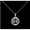 Image 1 : 0.45 ctw Pearl and Diamond Pendant With Chain - 14KT White Gold