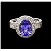 Image 2 : 4.20 ctw Tanzanite and Diamond Ring - 14KT White Gold