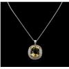 Image 2 : 22.75 ctw Citrine and Diamond Pendant With Chain - 14KT White Gold