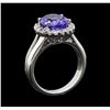 Image 4 : 4.12 ctw Tanzanite and Diamond Ring - 14KT White Gold