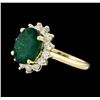 Image 1 : 3.40 ctw Emerald and Diamond Ring - 14KT Yellow Gold