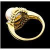 Image 3 : 0.60 ctw Diamond and Pearl Ring - 14KT Yellow Gold