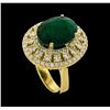 Image 4 : 6.63 ctw Emerald and Diamond Ring - 14KT Yellow Gold