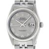 Image 2 : Rolex Mens Stainless Steel 36MM Slate Grey Roman Datejust Wristwatch