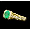 Image 1 : 1.04 ctw Emerald And Diamond Ring - 18KT Yellow Gold