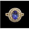 Image 2 : 14KT Yellow Gold 2.37 ctw Tanzanite and Diamond Ring