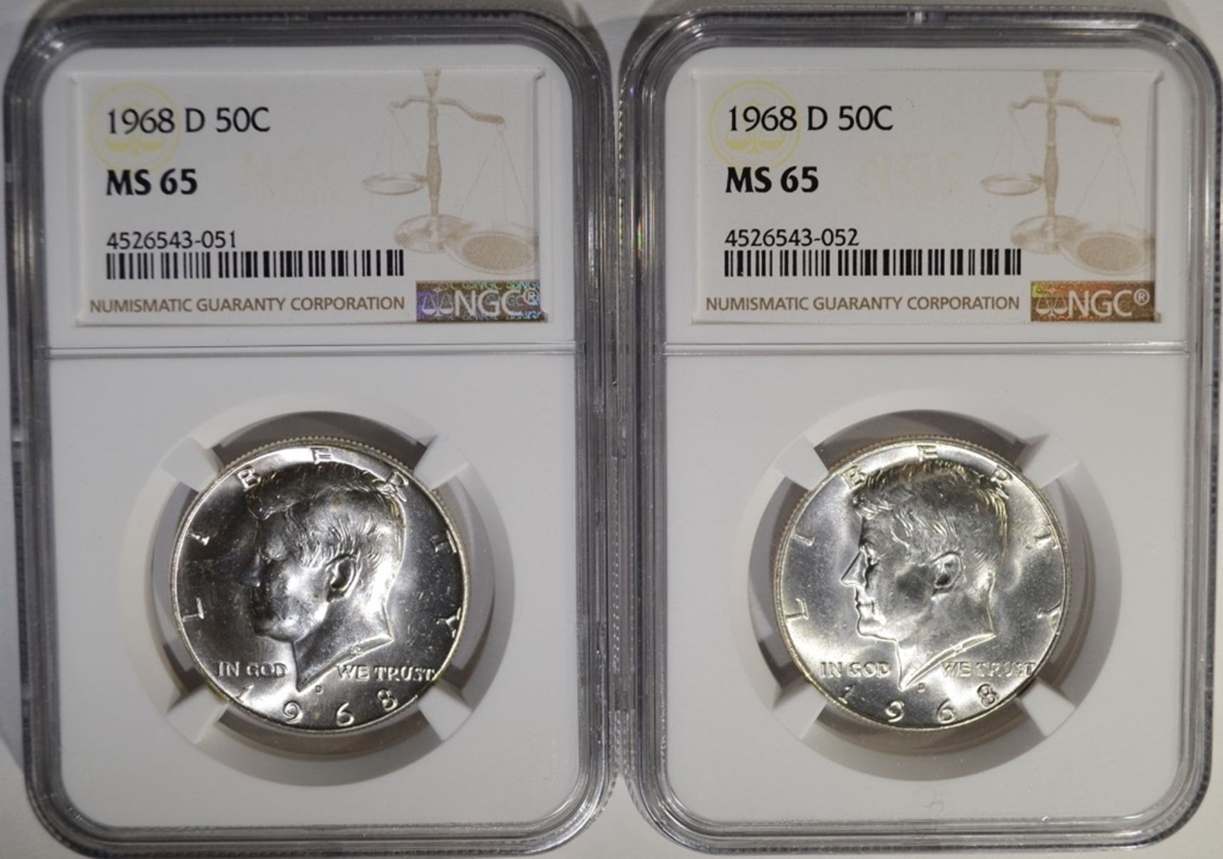 1968 D Kennedy Silver Half Dollar NGC MS65