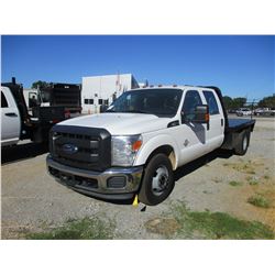 2014 FORD F350 FLATBED TRUCK, VIN/SN:1FD8W3GT7EEB46758 - CREW CAB, POWERSTROKE DIESEL, A/T, 9' STEEL