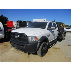 2015 RAM 4500 FLATBED TRUCK, VIN/SN:3C7WRCFL6FG539503 - CREW CAB, CUMMINS DIESEL ENGINE, A/T, 12' FL