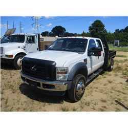 2008 FORD F550 FLATBED TRUCK, VIN/SN:1FDAW57R18EC32251 - 4X4, CREW CAB, FORD POWERSTROKE DIESEL ENGI