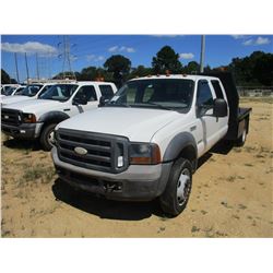 2005 FORD F550 FLATBED, VIN/SN:1FDAW56P85ED35078 - CREW CAB, FORD POWER STROKE DIESEL ENGINE, A/T, 1