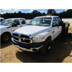 2007 DODGE RAM 3500 FLATBED, VIN/SN:306WG48A77G776863 - CREW CAB, CUMMINS DIESEL ENGINE, 5 SPEED TRA