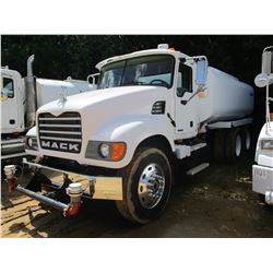 2007 MACK CV713 WATER TRUCK, VIN/SN:1M2AG11Y07M0606630 - T/A, MACK, AI-400 ENGINE, MACK T310 10 SPEE