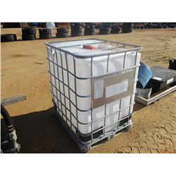 350 GALLON PLASTIC CONTAINER W/ METAL CAGE, (B9)