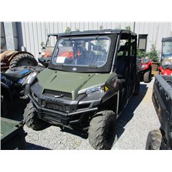 2015 POLARIS RANGER UTV, VIN/SN:4XARUY870FB312688 - 4X4, CREW CAB, DUMP BED, CANOPY, WINDSHIELD, MET