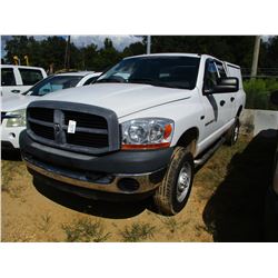 2008 DODGE RAM 2500 PICKUP, VIN/SN:1D7KS28D16J154103 - 4X4, CREW CAB, 5.7 LITER HEMI GAS ENGINE, A/T