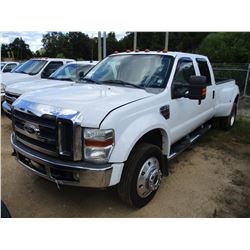 2008 FORD F450 DUALLY PICK UP, VIN/SN:1FTXW43RX8EA64253 - 4X4, CREW CAB, POWER STROKE DIESEL ENGINE,