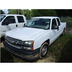 2004 CHEVROLET SILVERADO PICK UP, VIN/SN:1GCEC19X34Z296779 - EXT CAB, GAS ENGINE, A/T, ODOMETER READ