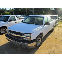 2005 CHEVROLET 1500 PICK UP, VIN/SN:2GCEC19V151230238 - EXTENDED CAB, GAS ENGINE, A/T, ODOMETER READ