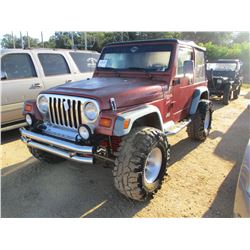1999 JEEP WRANGLER VIN/SN:1J4FY19S1XP418222 - 4X4, CANVAS TOP, 4.0L GAS ENGINE, 5 SPEED TRANS, ODOME