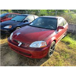 1998 HONDA CIVIC VIN/SN:1HGEJ8242WL129464 - GAS ENGINE, A/T, ODOMETER READING 140,067 MILES