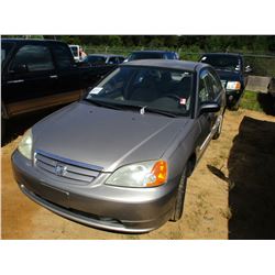 2003 HONDA CIVIC VIN/SN:2HGES16583H537726 - GAS ENGINE, A/T, ODOMETER READING 111,220 MILES