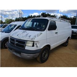 2002 DODGE RAM VAN, VIN/SN:2B7JB21Y62C139503 - GAS ENGINE, A/T, ODOMETER READING 195,401 MILES