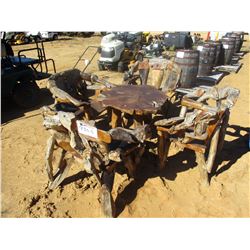 TEAKWOOD TABLE W/FOUR CHAIRS (C6)