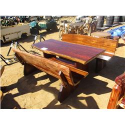 78" TEAK WOOD TABLE W/2 BENCH (C6)