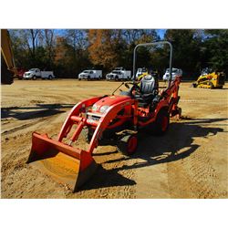2013 KUBOTA BX25DLB LOADER BACKHOE, VIN/SN:13314 - 4X4, BUCKET, ROLL BAR, METER READING 1038 HOURS