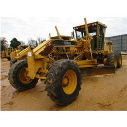 CAT 12H MOTOR GRADER, VIN/SN:4XM01638 - 14' MOLDBOARD, CAB, A/C, 17.5-25 TIRES, METER READING 13,509