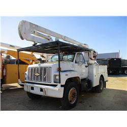 1991 CHEVROLET KODIAK BUCKET TRUCK, VIN/SN:1GBG6H1J7MJ102127 - S/A, CAT DIESEL ENGINE, 6 SPEED TRANS