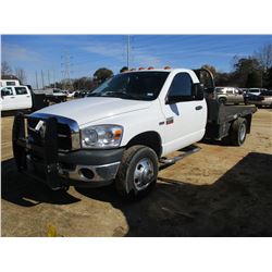 2009 DODGE RAM 3500 FLATBED, VIN/SN:3D6WG46T49G530635 - GAS ENGINE, A/T, 11' FLATBED BODY, ODOMETER 