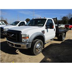 2008 FORD F450 FLATBED, VIN/SN:1FDXF46R68EB81187 - FORD POWERSTROKE DIESEL ENGINE, A/T, 9' FLATBED B