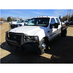 2003 FORD F350 FLATBED, VIN/SN:1FDWW36F63EA73317 - CREW CAB, FORD POWERSTROKE DIESEL ENGINE, A/T, 10