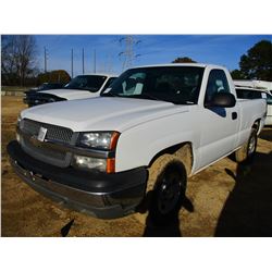 2004 CHEVROLET SILVERADO PICK UP, VIN/SN:1GCEK14V74Z297359 - 4X4, GAS ENGINE, A/T, ODOMETER READING 