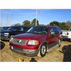 2004 FORD EXPEDITION VIN/SN:1FMFU18L34LA36686 - 4X4, GAS ENGINE, A/T, ODOMETER READING 187,718 MILES