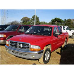 2002 DODGE DAKOTA PICK UP, VIN/SN:1B7HL48NX2S504600 - CREWCAB, GAS ENGINE, A/T, BED COVER, ODOMETER 