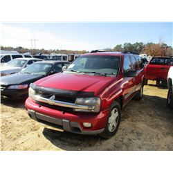 2002 CHEVROLET TRAILBLAZER VIN/SN:1GNES16S526117014 - GAS ENGINE, A/T, ODOMETER READING 288,381 MILE