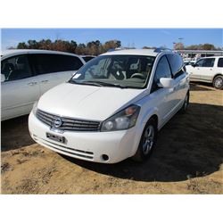 2008 NISSAN QUEST VIN/SN:5N1BV28U98N122900 - GAS ENGINE, A/T, ODOMETER READING 274,459 MILES