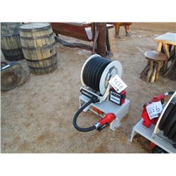 FUEL HOSE REEL W/NOZZLE, 110 VOLT PUMP & METER (C-6)
