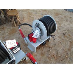 FUEL HOSE REEL W/NOZZLE, 110 VOLT PUMP & METER (C-6)