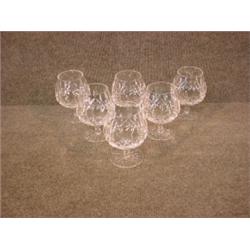 Un ensemble de six verres ballon en cristal taillé de Waterford....