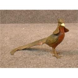 Un sujet en bronze de Vienne peint représentant un faisan doré....