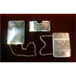 Un lot de 3 porte-cartes en argent, deux américains et l'autre Birmingham, 1900....