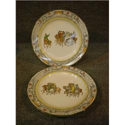 Deux assiettes en porcelaine de Royal Doulton à décor de "Canterbury Pilgrims", vers 1927-1936,...