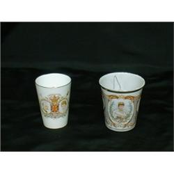 Un lot de 6 gobelets commémorant le couronnement d'Edward VII en 1902....